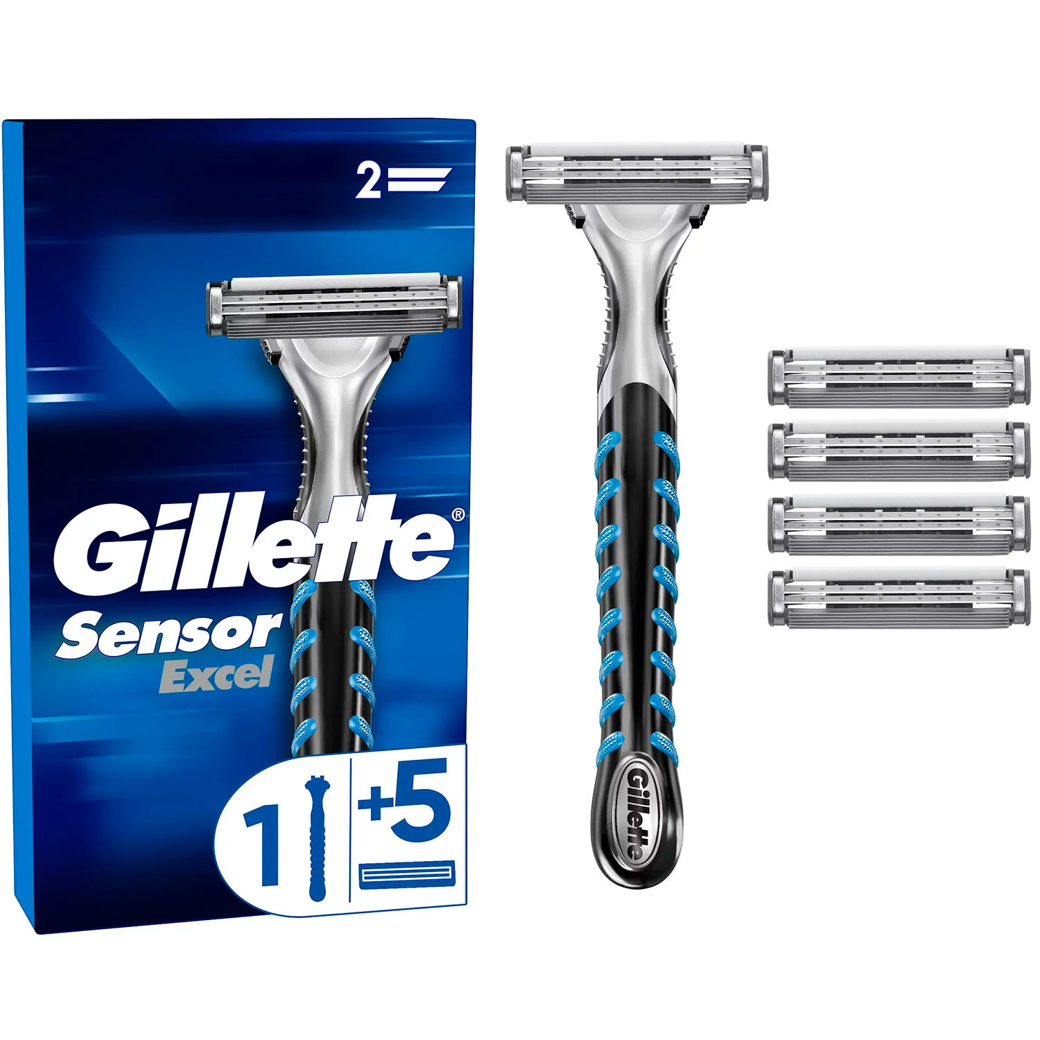Gillette Sensor EXCEL Rasierer Inkl. 5 Stk. Rasierklingen