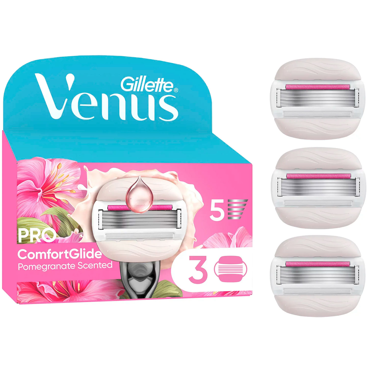 Gillette Venus Pro Comfortglide Tropical Shaving Glade Granatapfelduft 3 Stk.