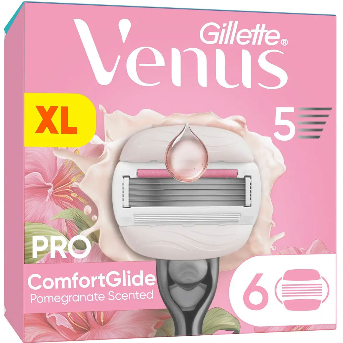 Gillette Venus Pro Comfortglide Tropical Shaving Glade Granatapfelduft, 6 Stück