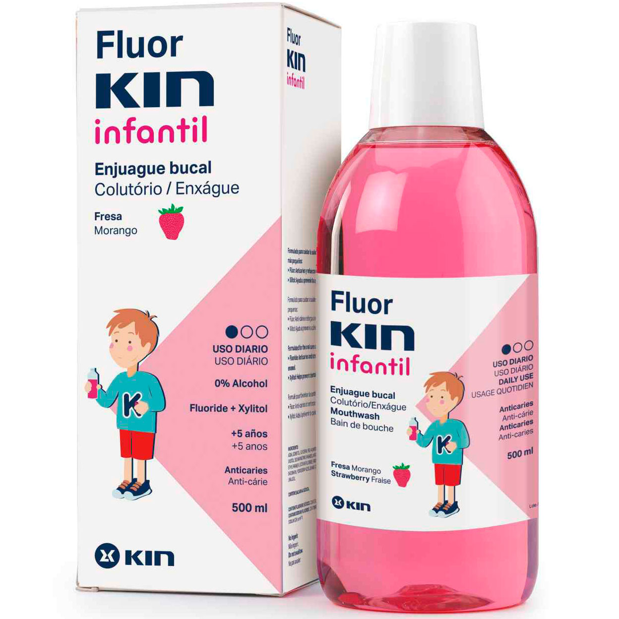 Xylitol Mundspülung für Kinder KIN Calcium & Fluorid 500 ml.