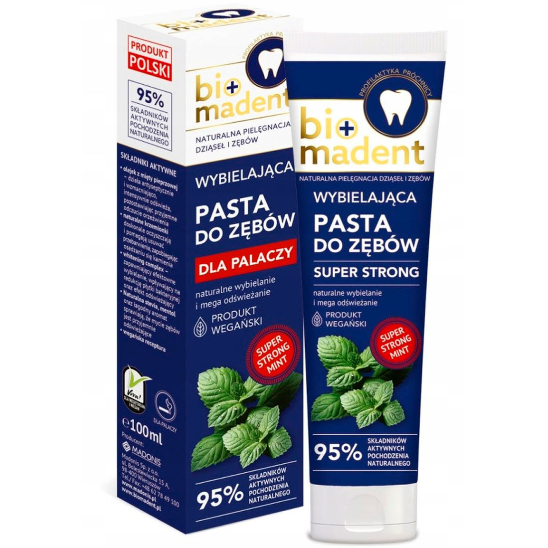 Natürliche Whitening -Zahnpasta BIO MADENT Smokers Super Strong 100 ml.