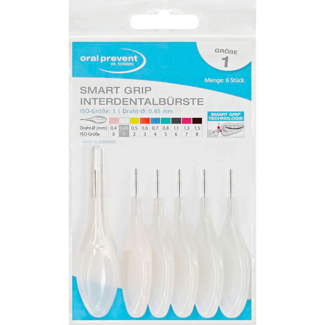 Interdentalbürsten ORAL PREVENT 6 Stk. Smart Grip 0,45 mm ISO 1