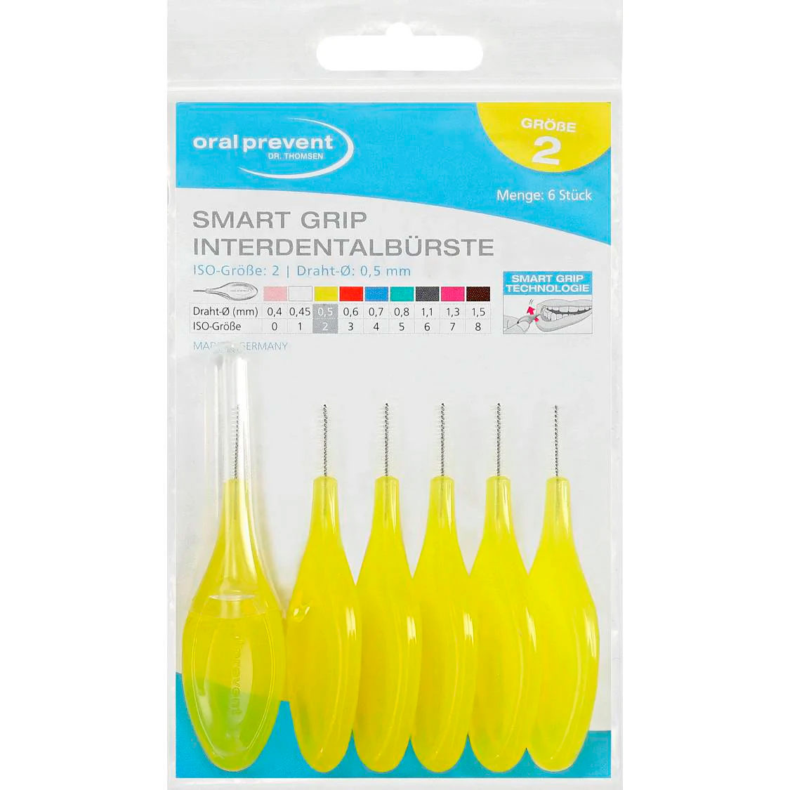 Interdentalbürsten ORAL PREVENT 6 Stk. Smart Grip 0,50 mm ISO 2