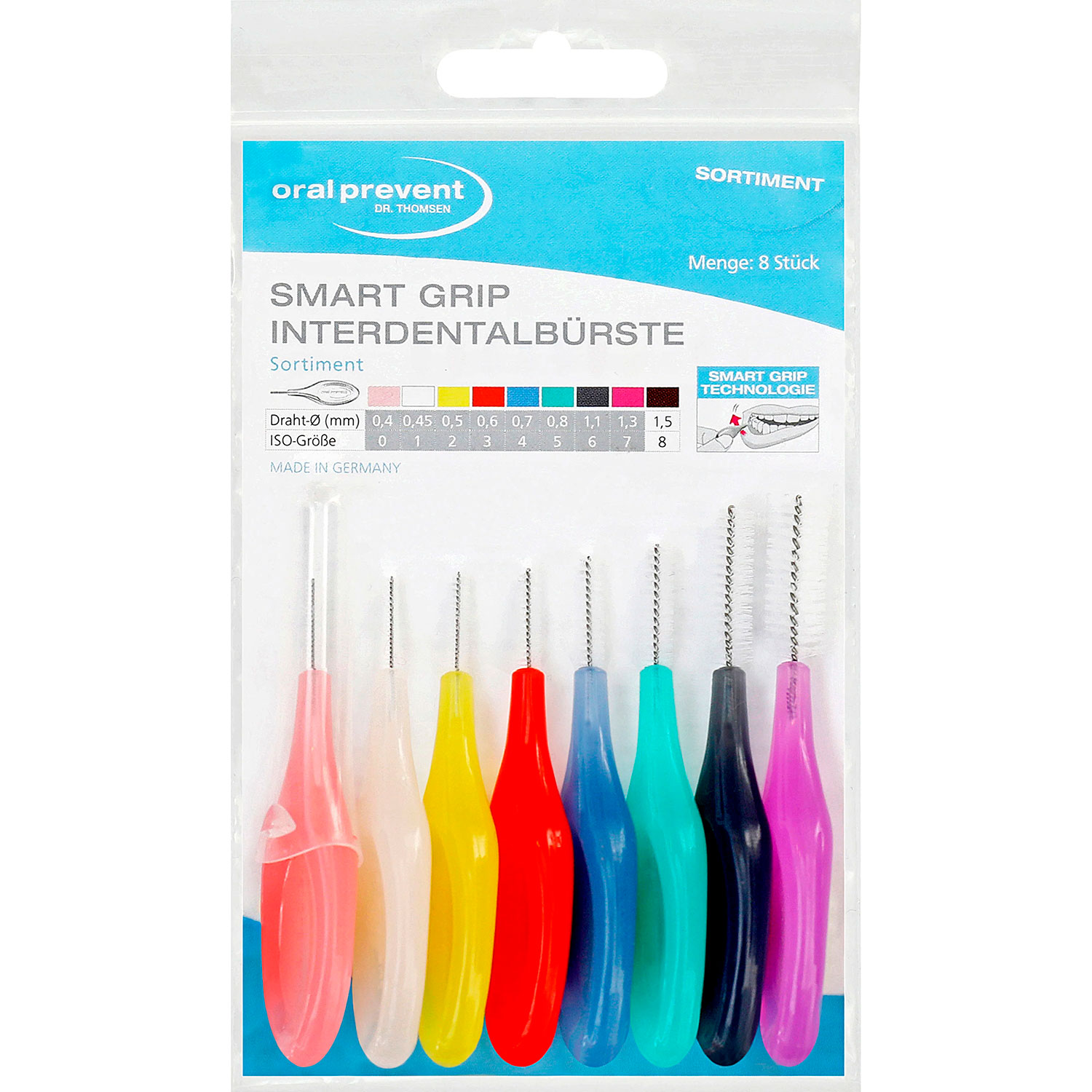 Mixpack Interdentalbürsten ORAL PREVENT 8 Stk. Smart Grip 0,45-1,5 mm