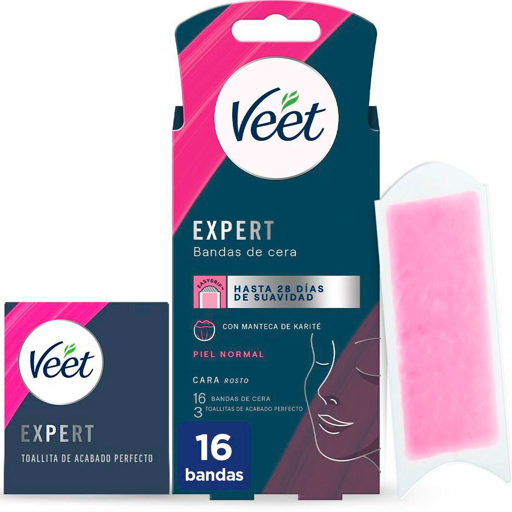 Gesichtshaarentfernung VEET Expert Face Kaltwachsstreifen Normale Skin 16 Stk.