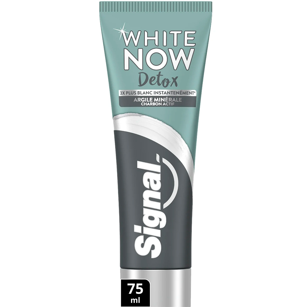 Zahnpasta mit Aktivkohle Whitening Aufhellen Charcoal SIGNAL White Now Detox 75 ml