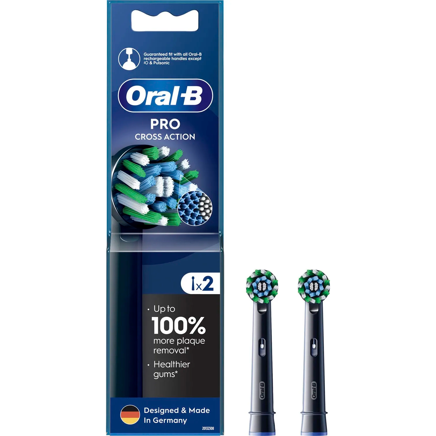 Oral-B Black PRO CrossAction Tandbørstehoveder 2 stk.
