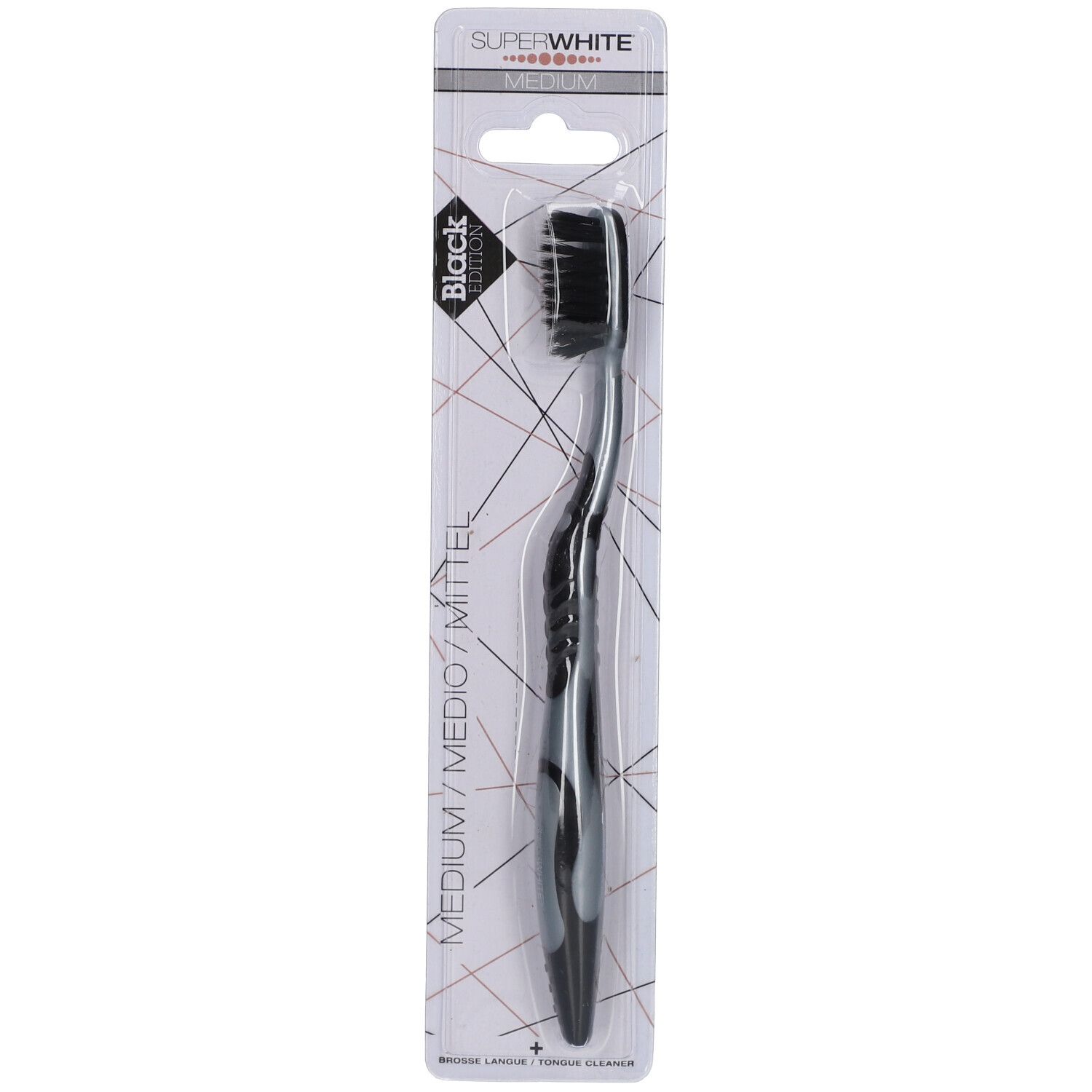 SUPERWHITE Tandbørste Black Edition Medium