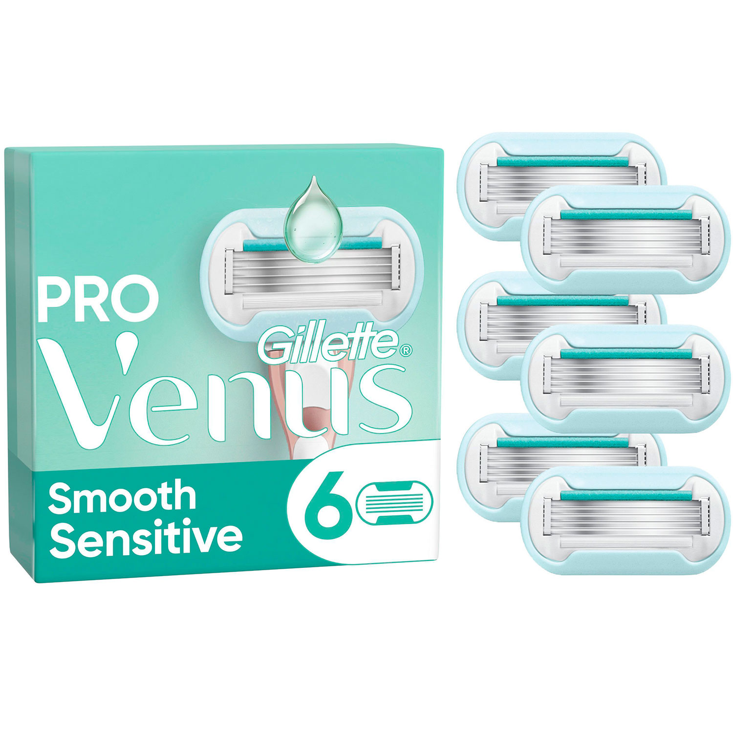 Gillette Pro Venus 6 Stück Deluxe Smooth Sensitive Rasierklingen