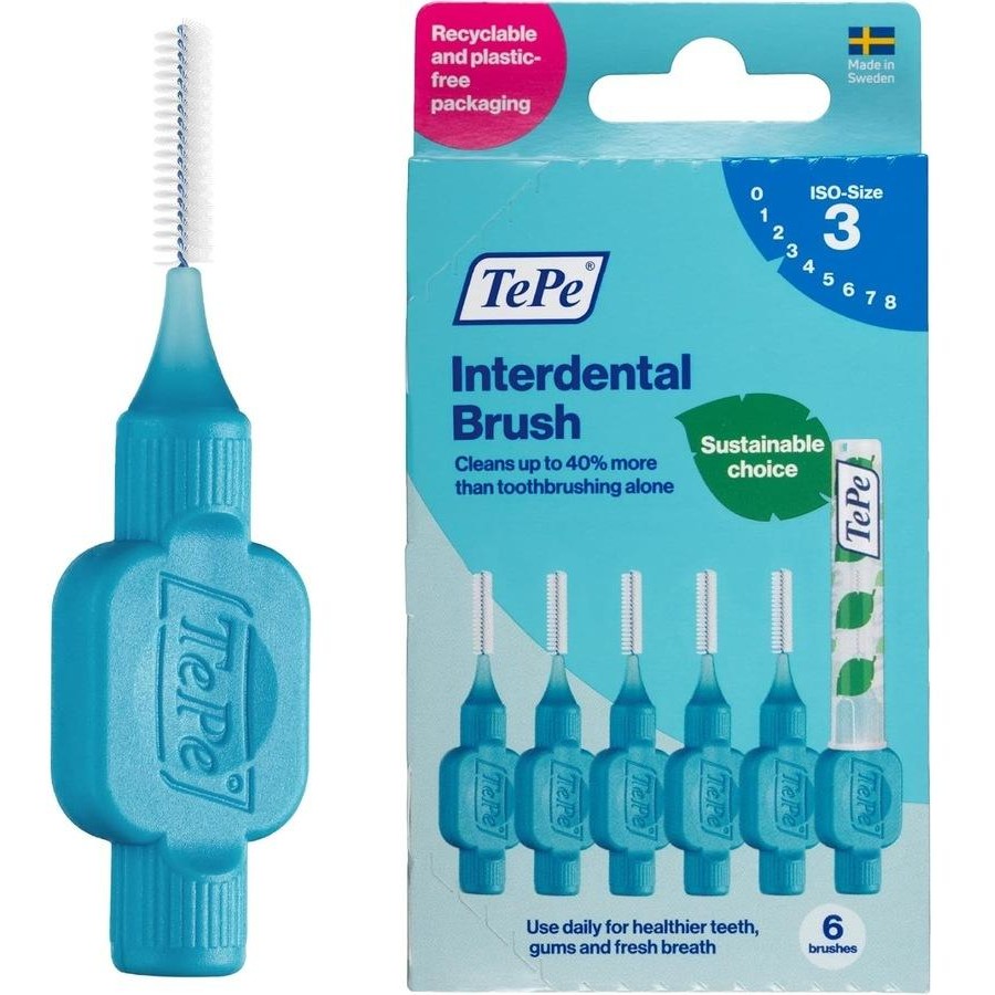 TePe Interdentalbürsten Original 6 Stück Blau 0,6 mm. ISO 3