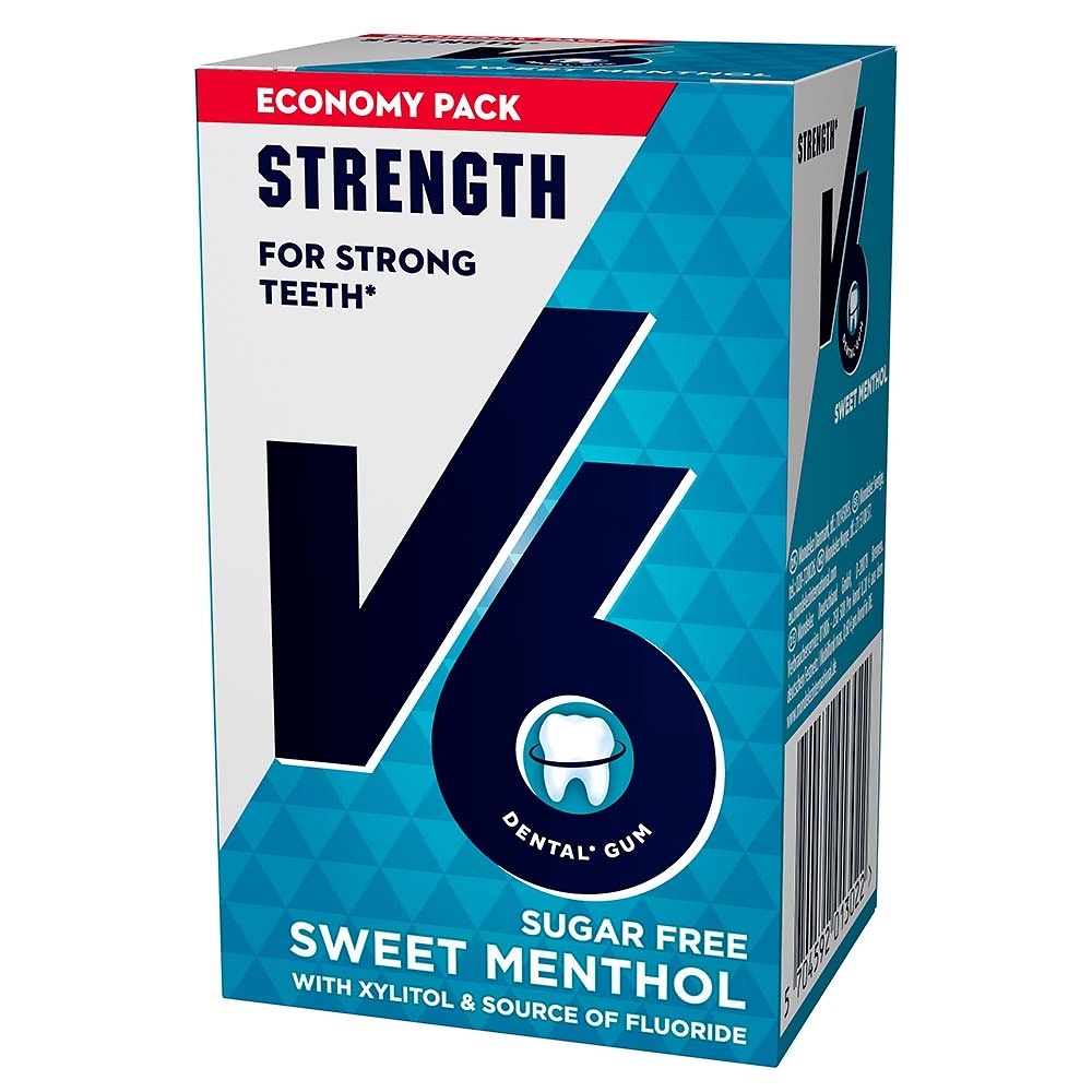 V6 Strength Sweet Menthol Kaugummi - Sparpaket