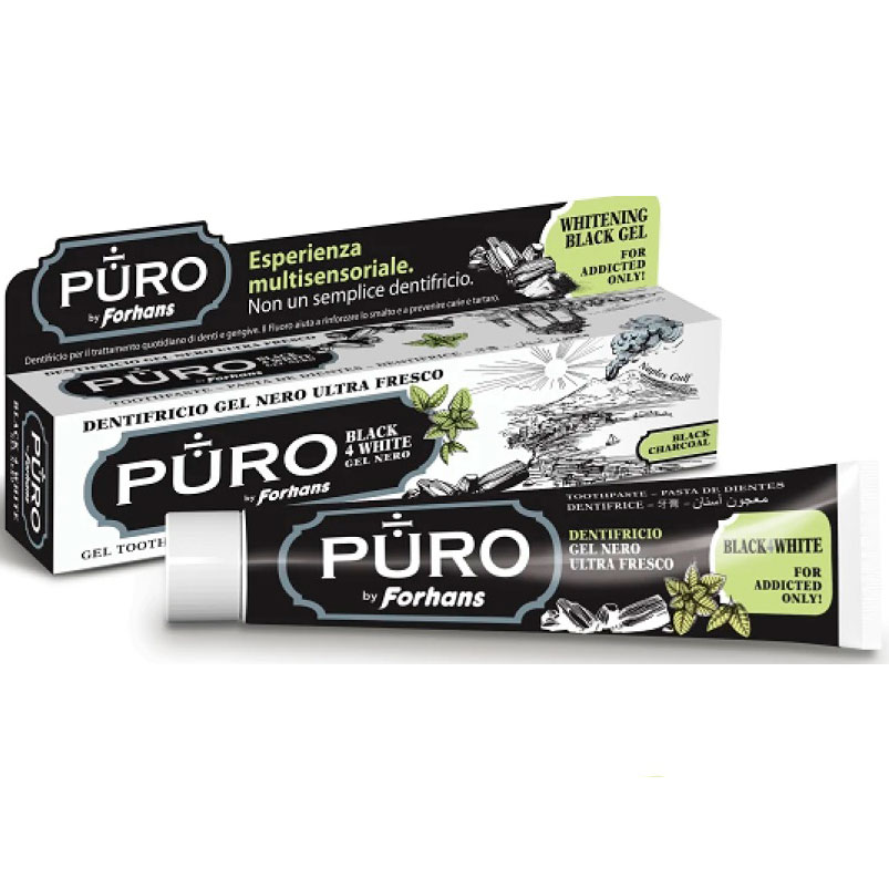 Whitening Tandpasta Gel Püro by FORHANS Charcoal Black4White 75 ml. - Forhans Tandpasta