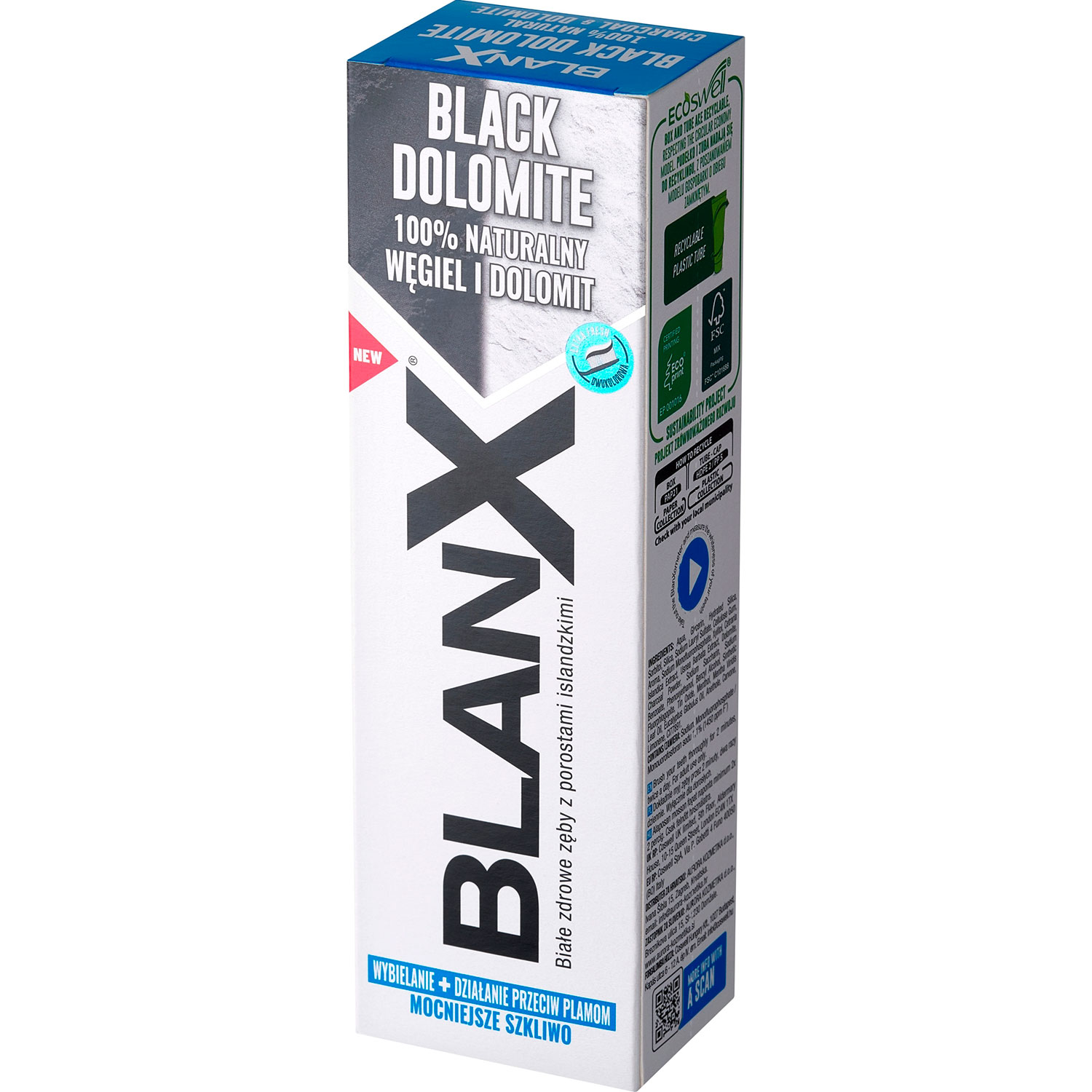 Zahnaufhellende Zahnpasta BLANX Black Dolomite 75 ml
