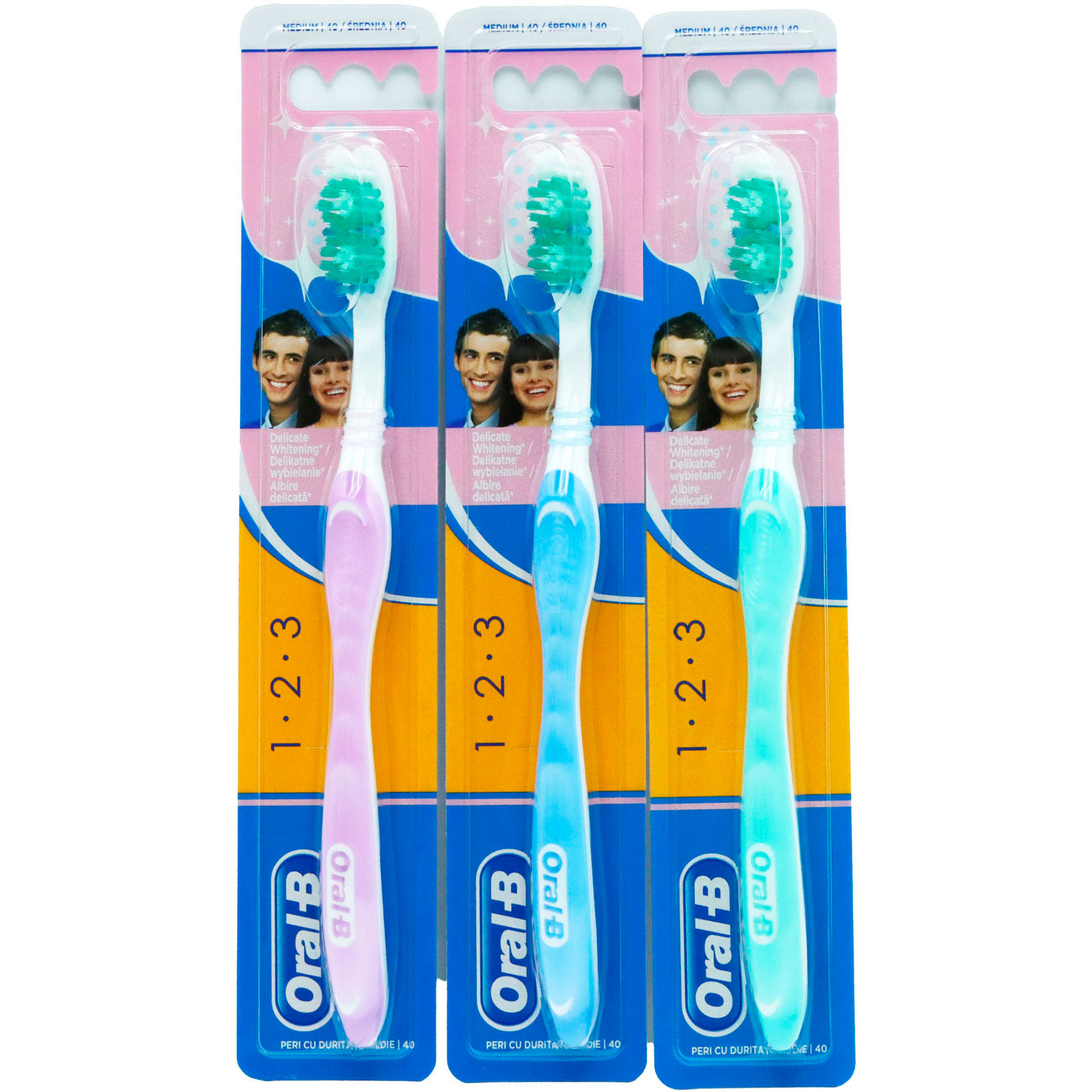 Oral-B 1-2-3 Zahnbürste Delicate Whitening Medium 40 - 1 Stk.