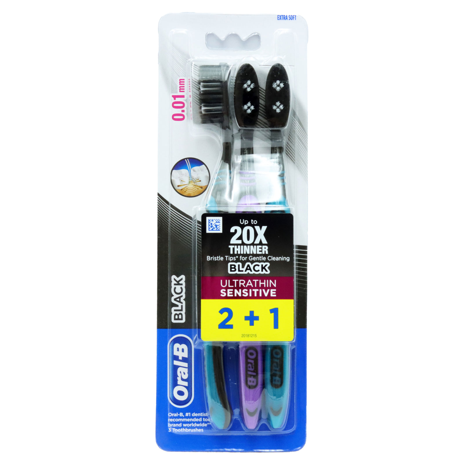 Oral-B Extra Soft Zahnbürsten 3 Stk. UltraThin Black UltraThin Sensitive