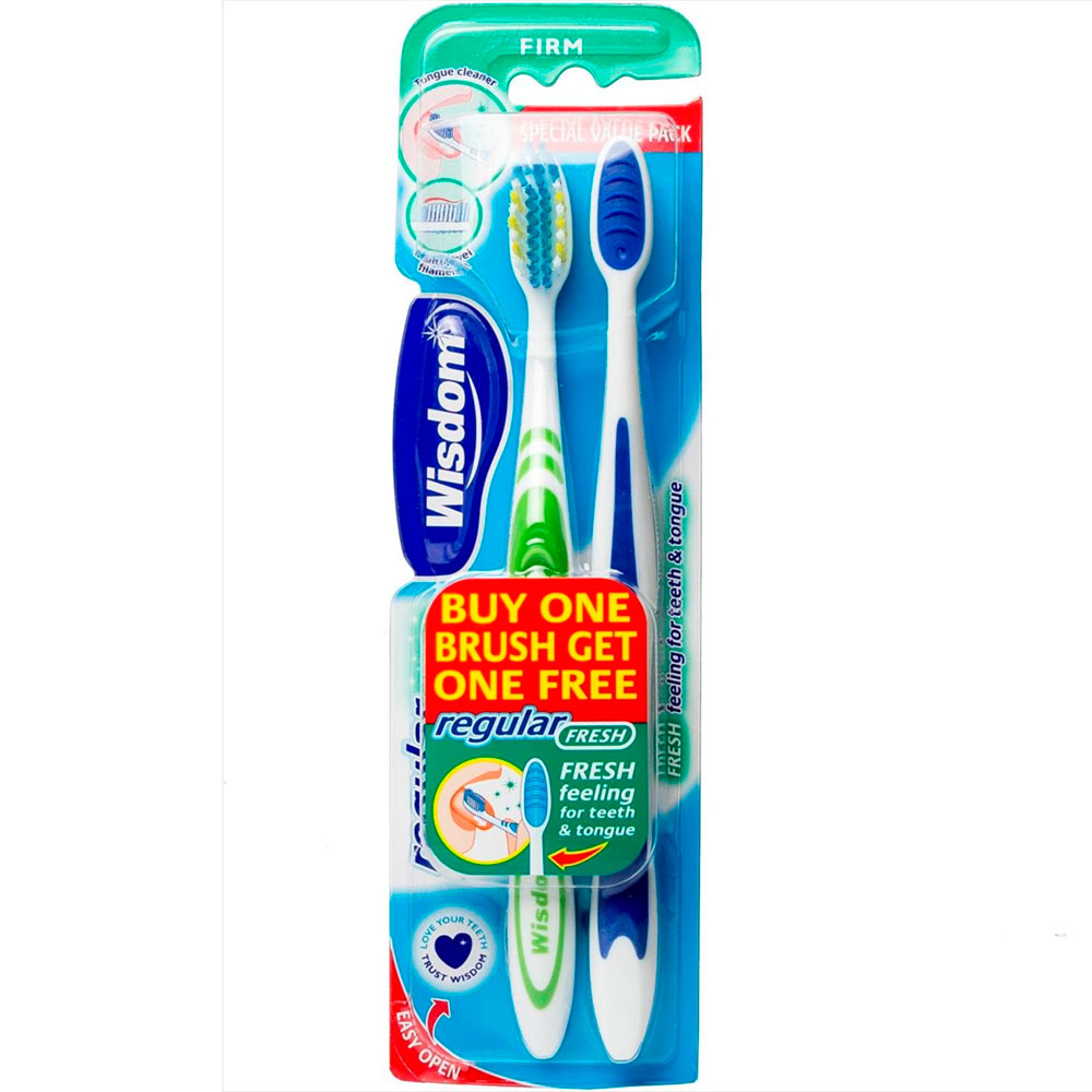Harte Zahnbürsten 2 Stück WISDOM Regular Fresh Firm