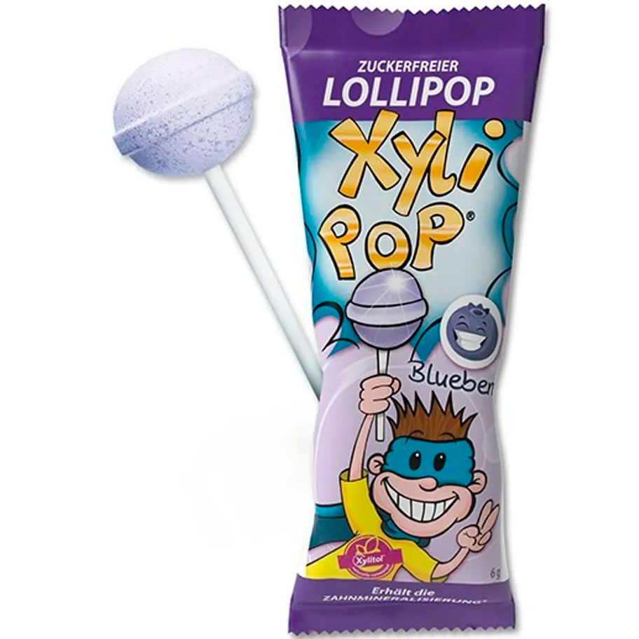 Xylitol Slikkepind MIRADENT Xylipop Blueberry 6g - Pastiller mod mundtørhed