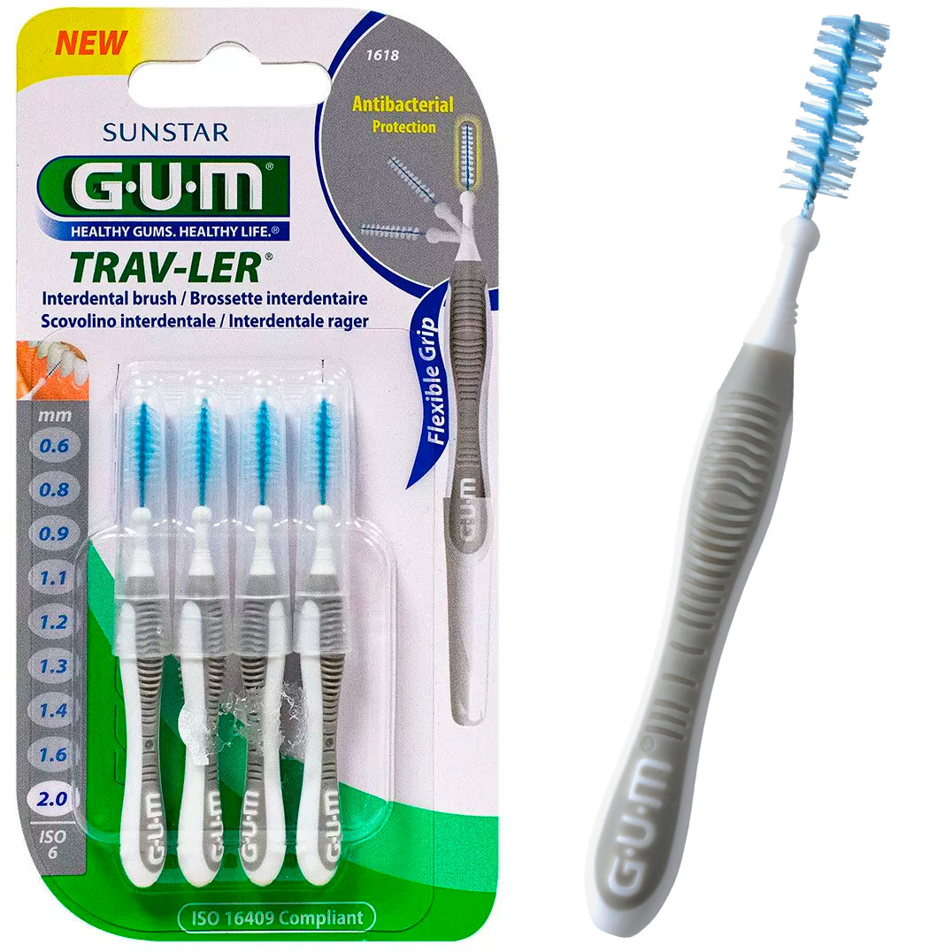 GUM TravLer Mellemrumsbørster 4 stk. 2.0 mm ISO 6 GRÅ