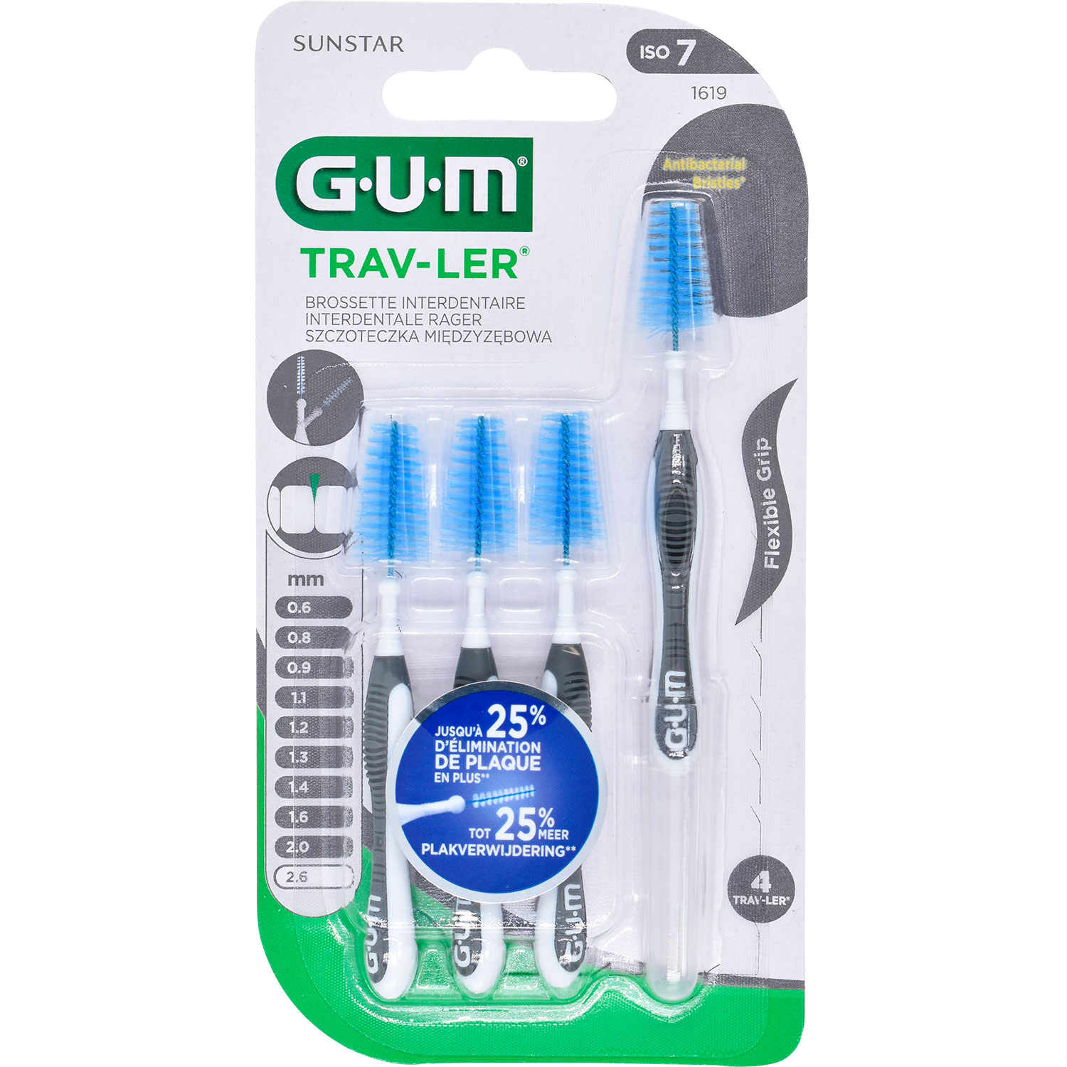 GUM TravLer Mellemrumsbørster 4 stk. 2.6 mm ISO 7 SORT