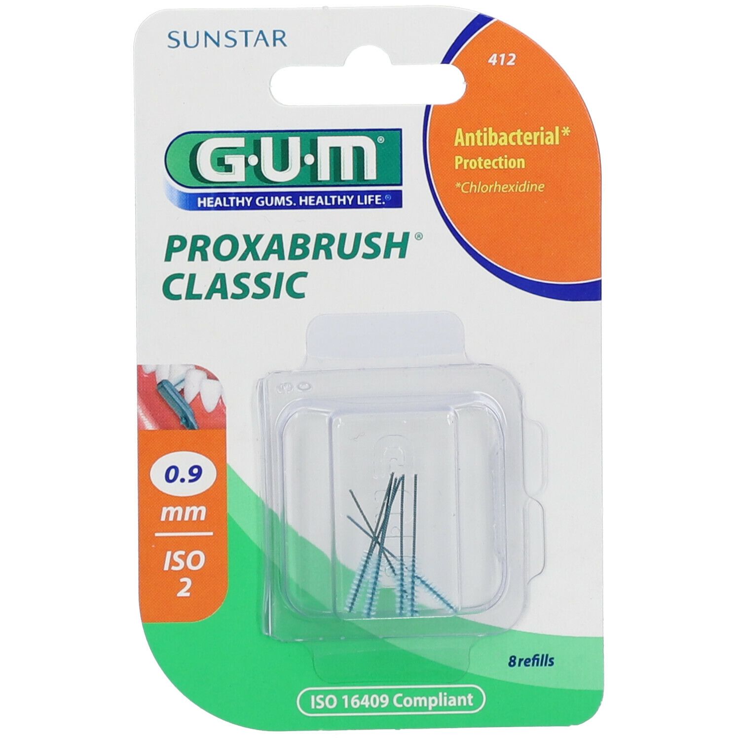 GUM Mellemrumsbørster 8 stk. Proxabrush Classic 0.9 mm ISO 2
