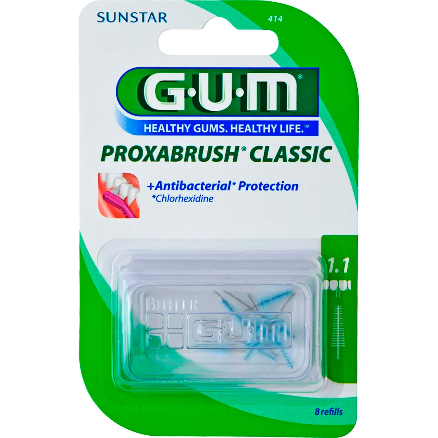 GUM Mellemrumsbørster 8 stk. Proxabrush Classic 1.1 mm ISO 3