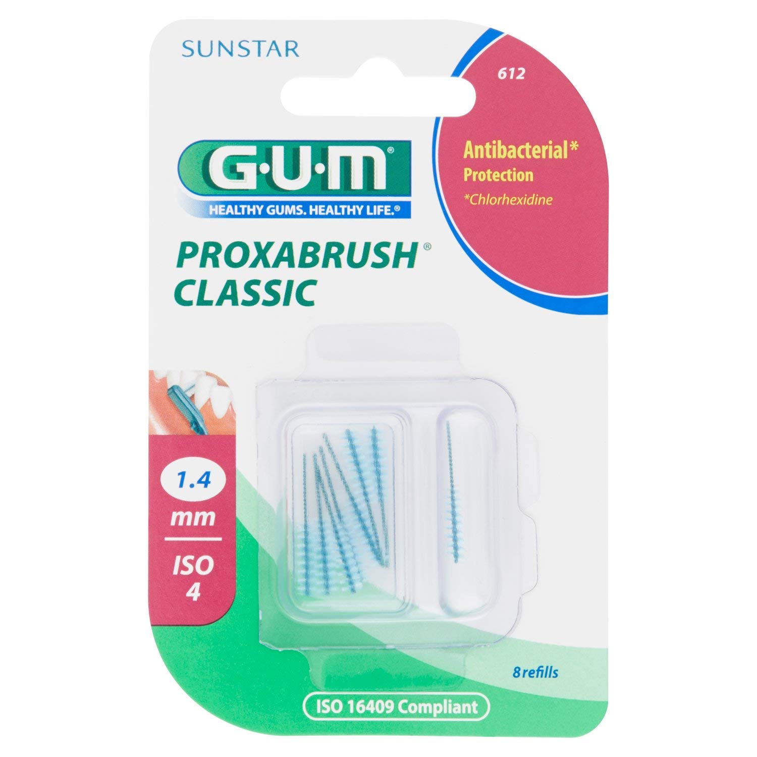 GUM Mellemrumsbørster 8 stk. Proxabrush Classic 1.4 mm ISO 4