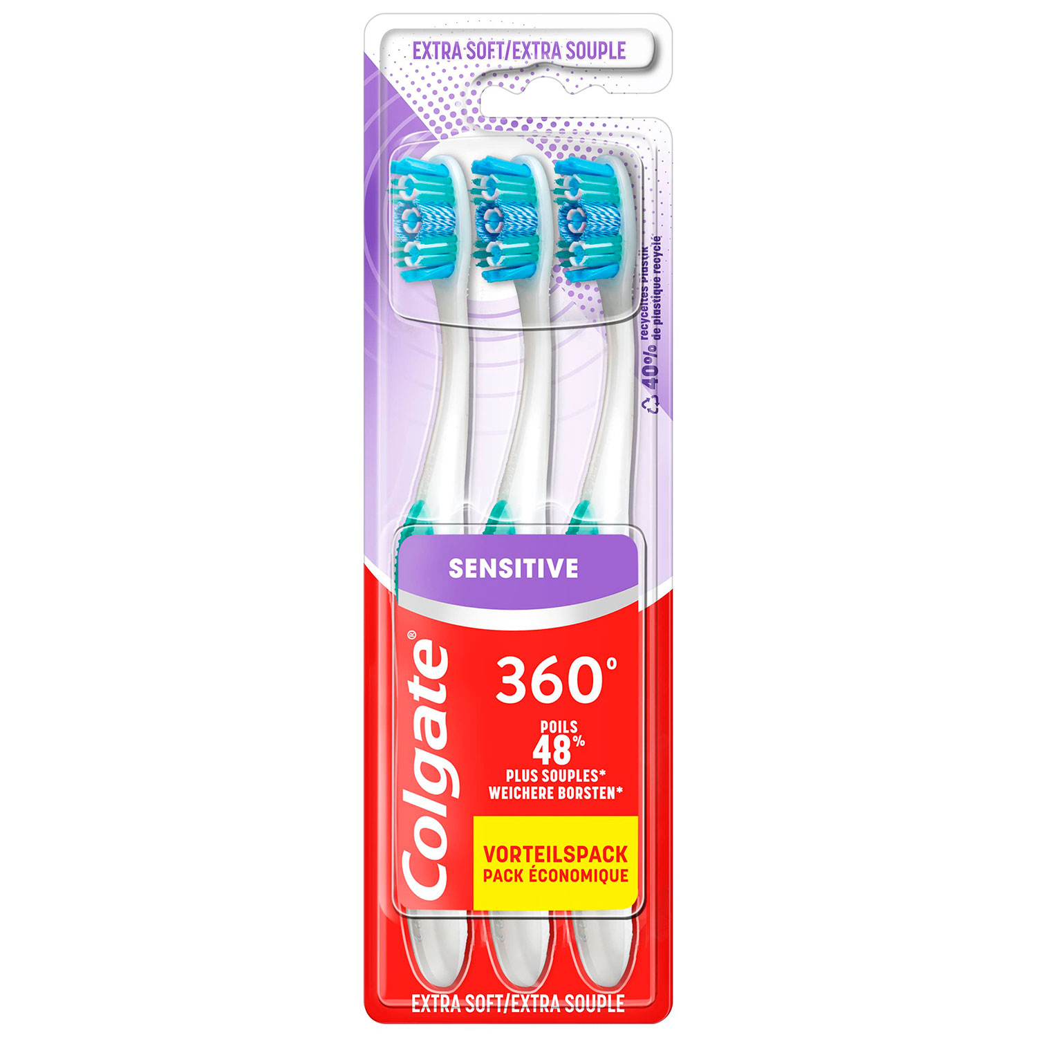 Colgate Soft Tandbørster 3 stk. 360° Deep Clean Sensitive - Tandbørster til voksne fra Colgate