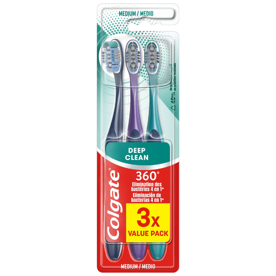 Colgate Zahnbürsten 3 Stk. 360° Deep Clean MEDIUM