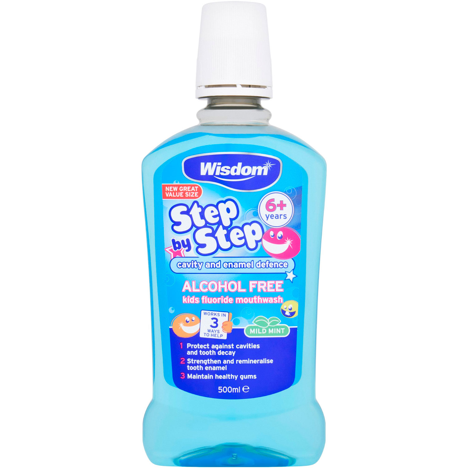 Fluor Mundspülung Für Kinder WISDOM Step By Step 500 ml