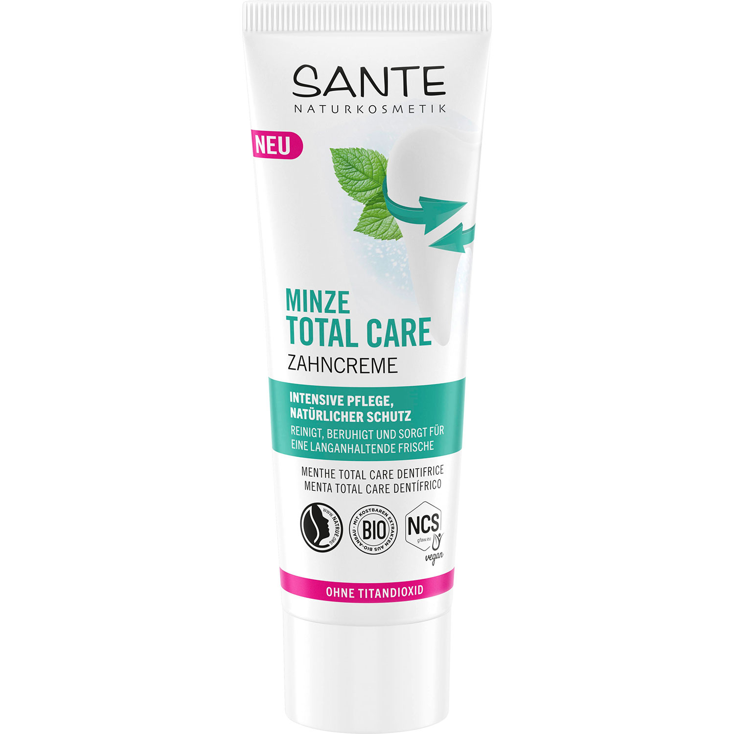 Naturlig Xylitol Tandpasta SANTE Mint Fluorfri 75 ml.