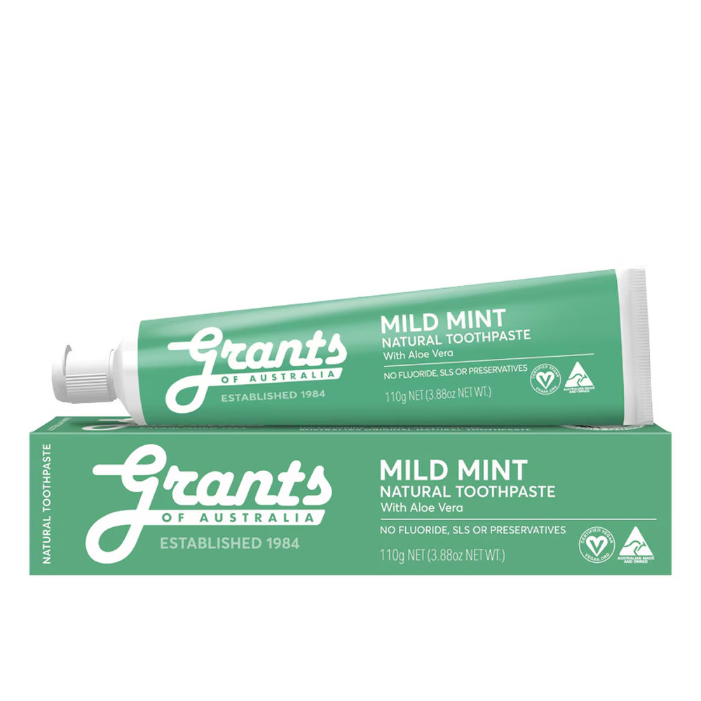 Naturlig Aloe Vera Tandpasta GRANTS Xylitol & Mild Mint Fluorfri 110g