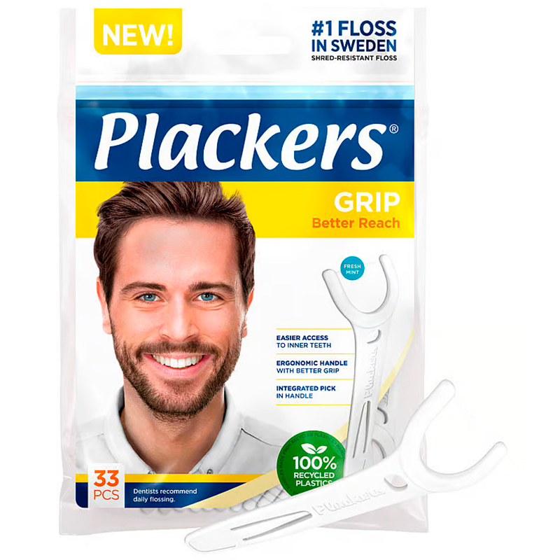 Plackers GRIP Flosser Zahnseidenbügel 33 Stk