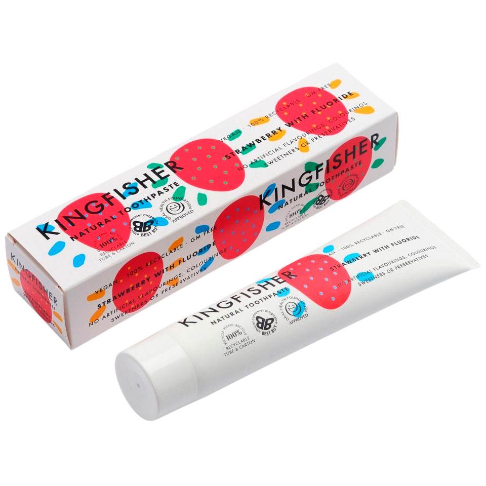 Naturlig Børnetandpasta med Fluor KINGFISHER Strawberry 100 ml - Kingfisher Tandpasta