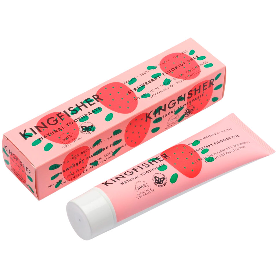 Natürliche Kinderzahnpasta ohne Fluor KINGFISHER Strawberry 100 ml