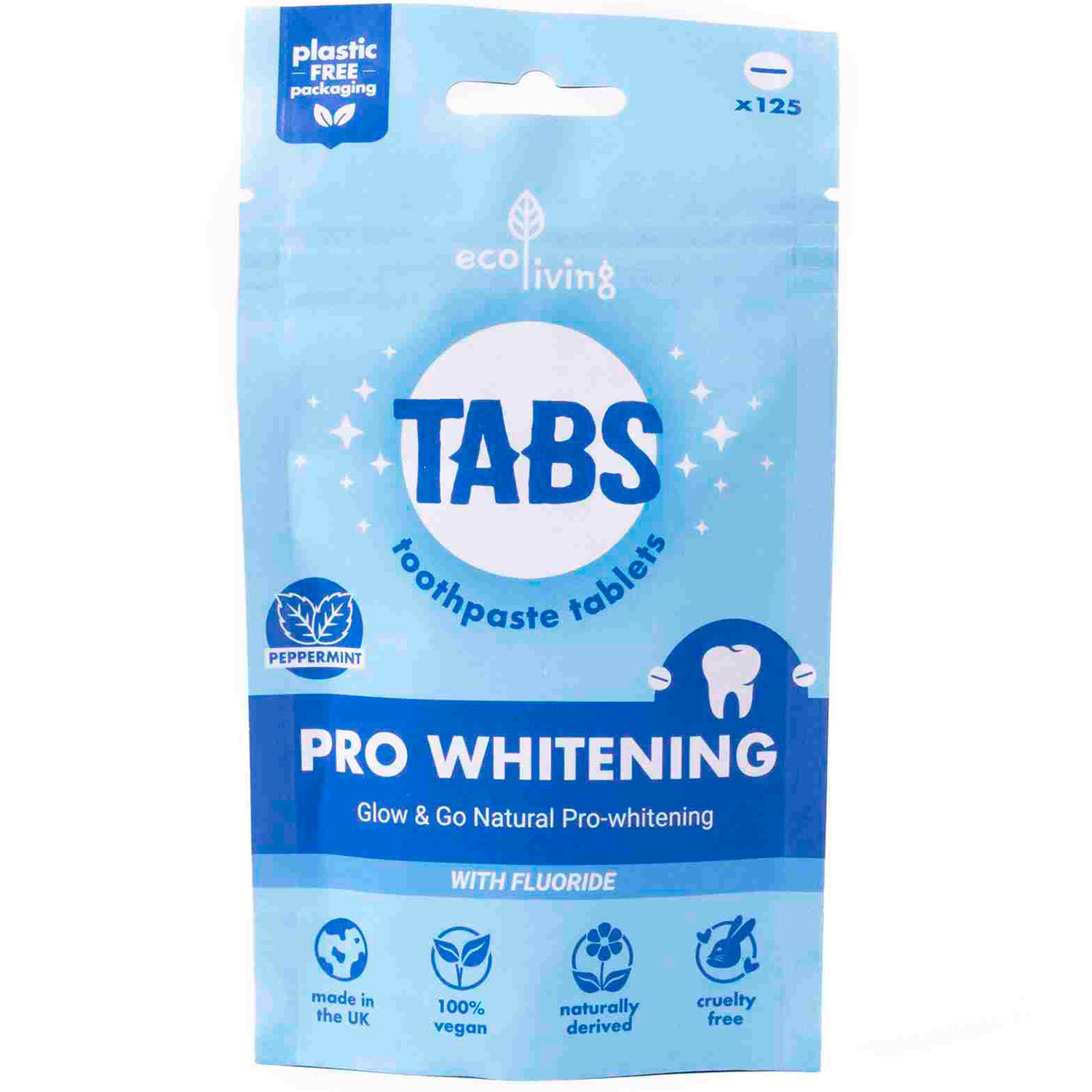 Zahnpasta Tabletten ECOLIVING Whitening Pro Peppermint Fluor 125 Stk.