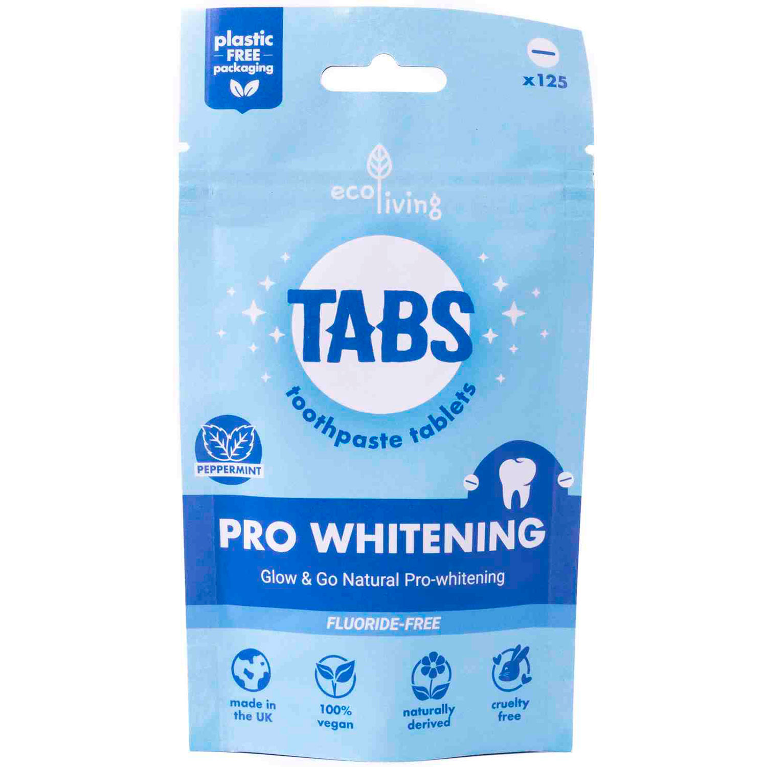 Zahnpasta Tabletten ECOLIVING Whitening Pro Peppermint Fluorfrei 125 Stk.