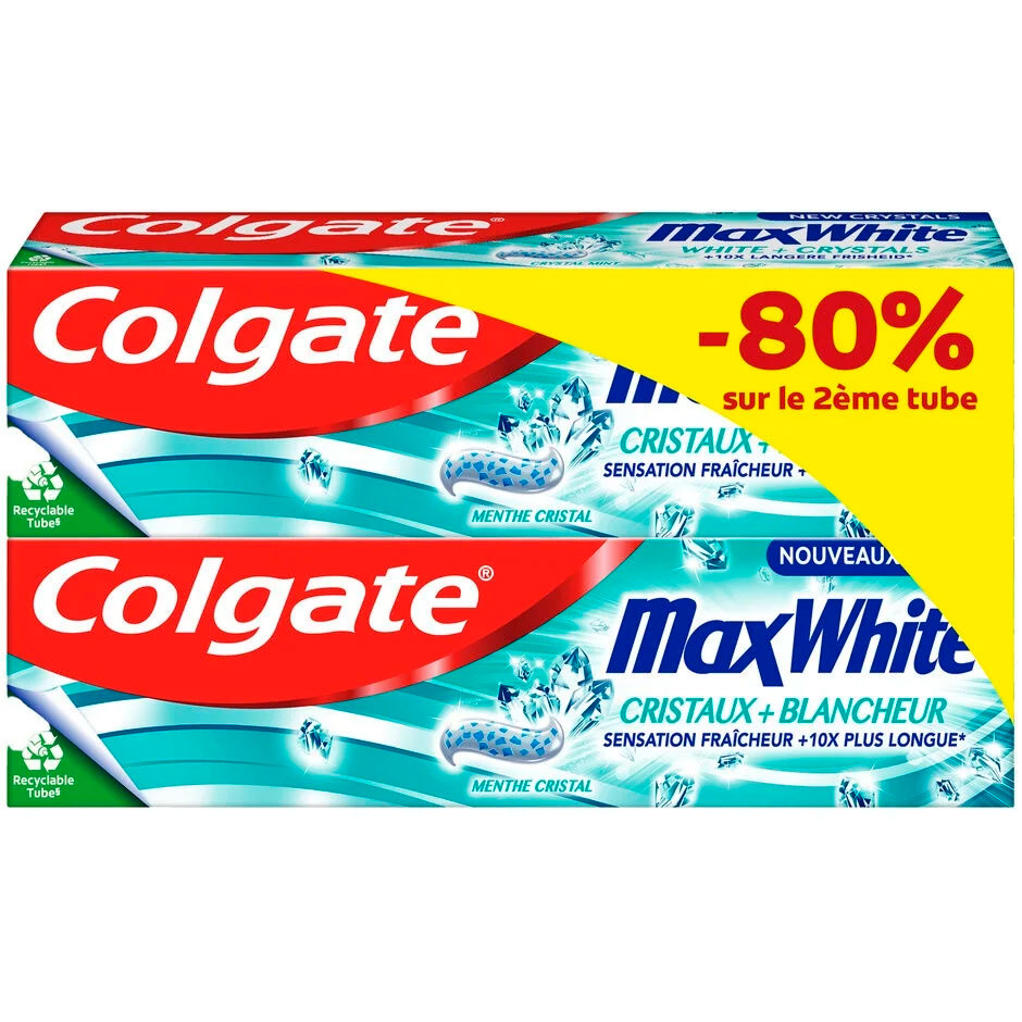 COLGATE Whitening Zahnpasta 2 x 75 ml. Max White Cooling Crystals