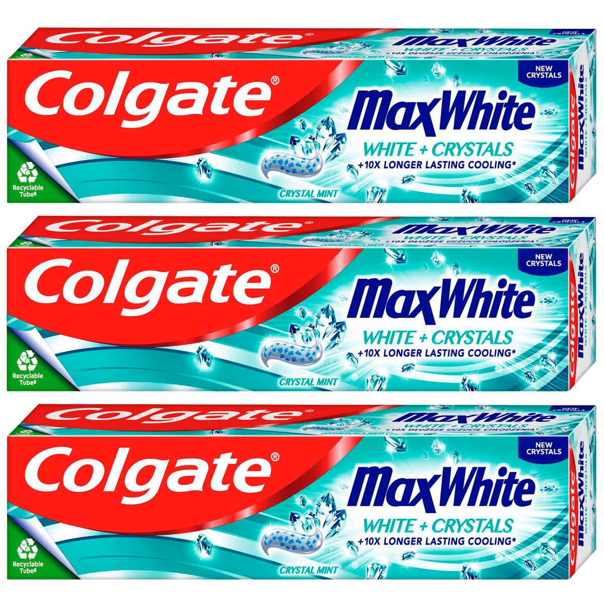 COLGATE Whitening Zahnpasta 3 x 75 ml. Max White Cooling Crystals