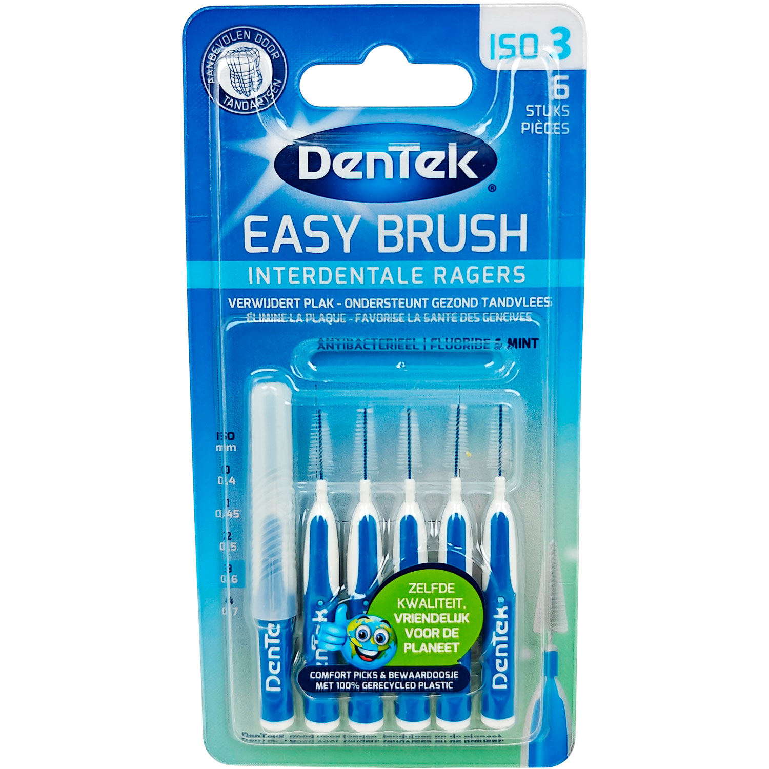 DENTEK Easy Brush Eco 6 stk. Mellemrumsbørster 0.60 mm. ISO 3