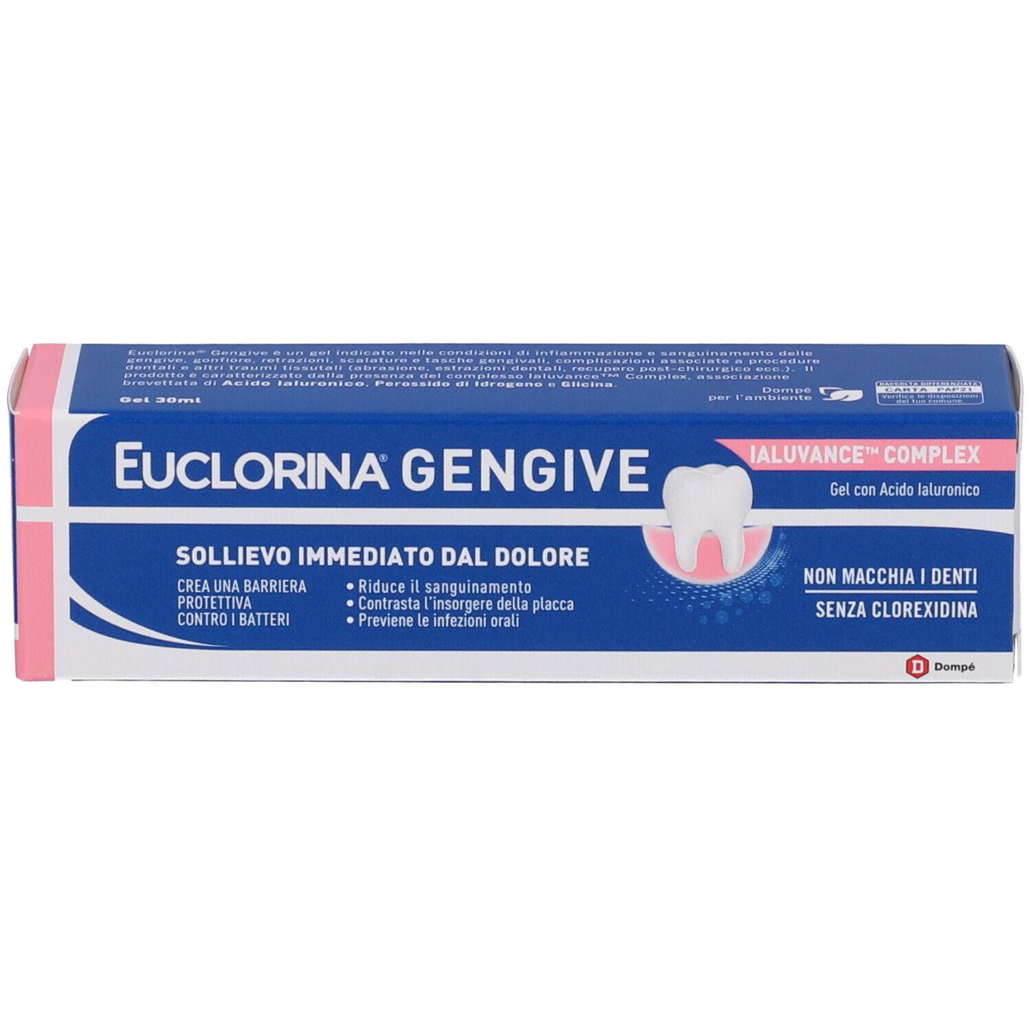 Lindring og beskyttelse til følsomt tandkød EUCLORINA Gengive Gel 30 ml.