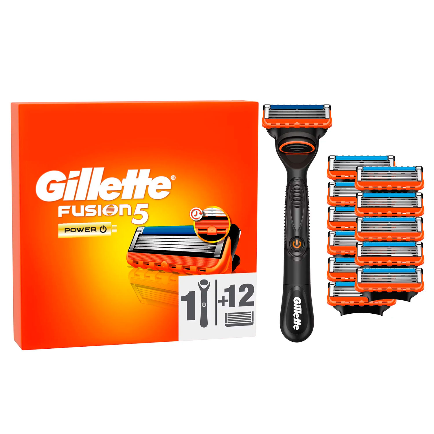 Gillette Fusion5 Power Barberskraber incl. 12 stk. Barberblade