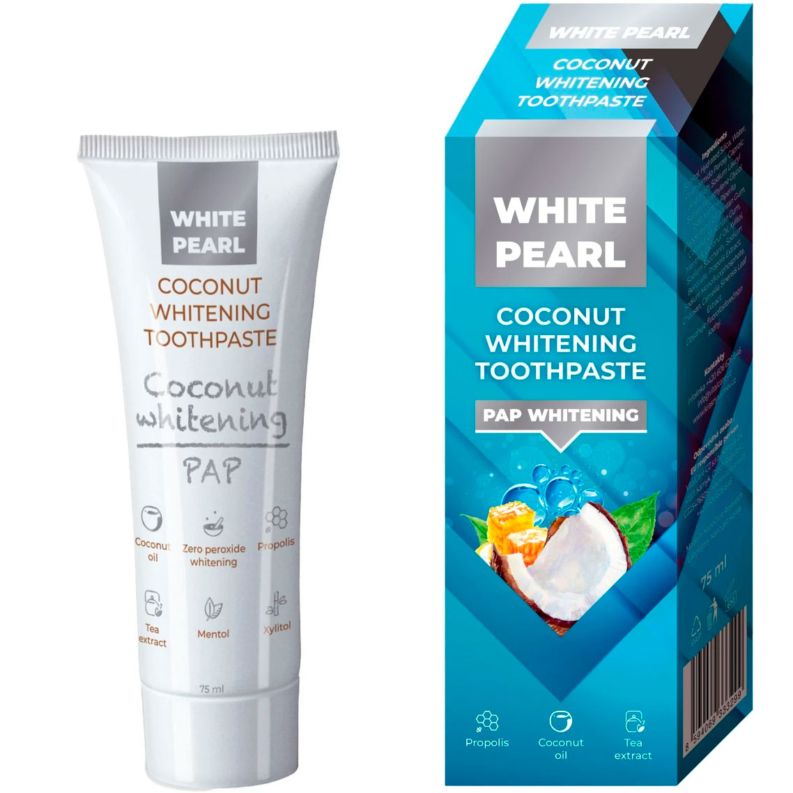 Zahnaufhellung Zahnpasta WHITE PEARL Coconut PAP WHitening 100g