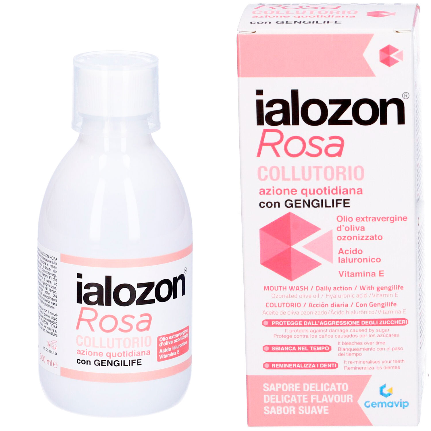 Xylitol Mundspülung IALOZON Rosa Gengilife Hyaluron + Vitamin E 300 ml