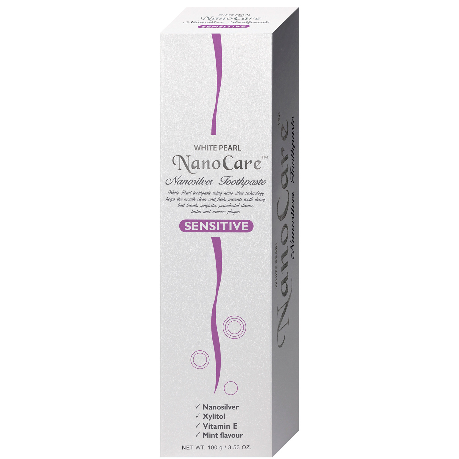 Zahnaufhellung Zahnpasta WHITE PEARL NanoCare Silver Xylitol Sensitive 100g
