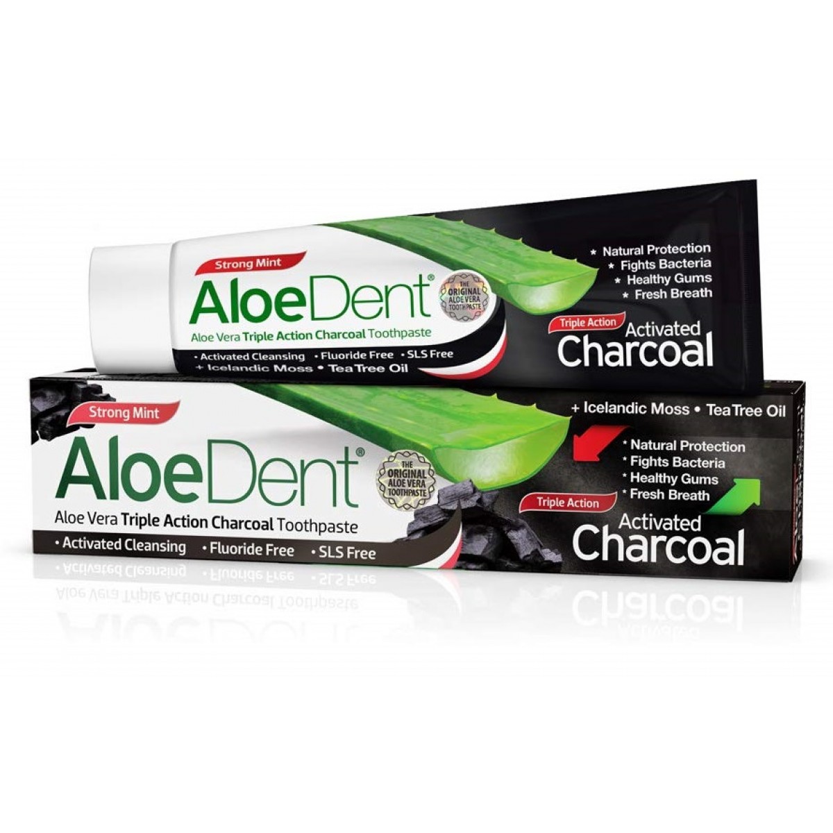 Aloe Vera Tandpasta ALOEDENT Charcoal Whitening Fluorfri 100 ml.