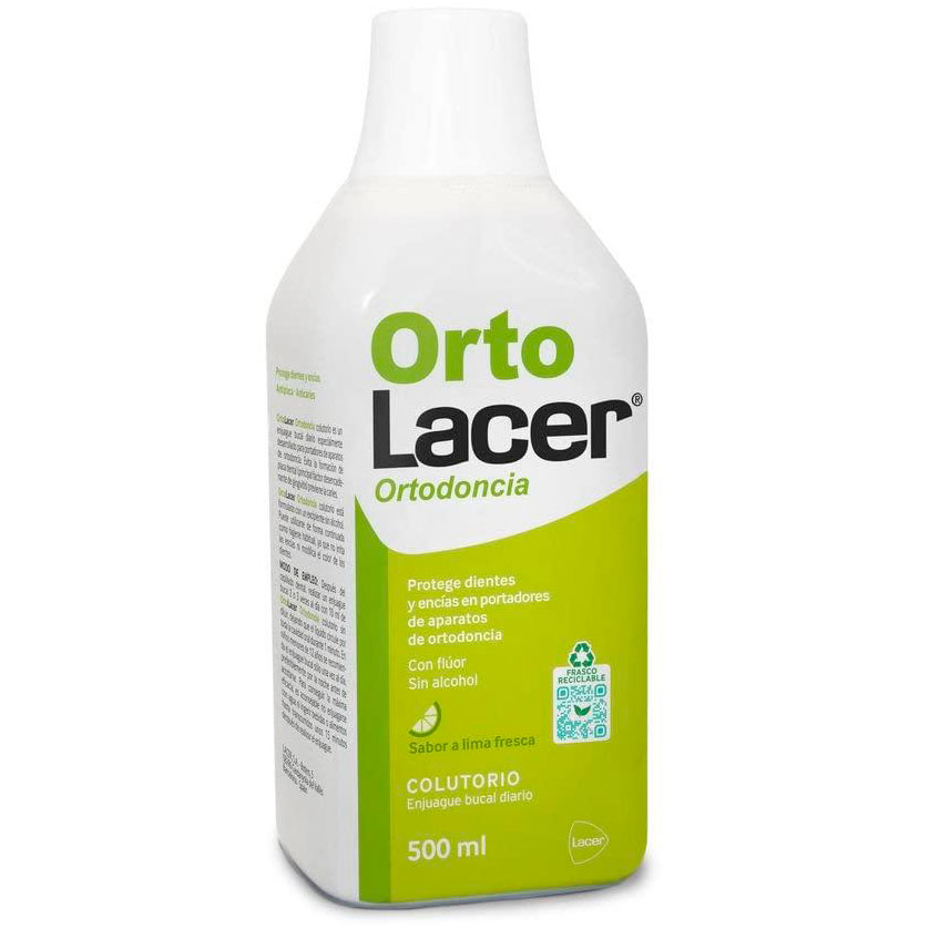 Orthodontisches Xylitol Mundspülung LACER Ortolacer Lime 500 ml