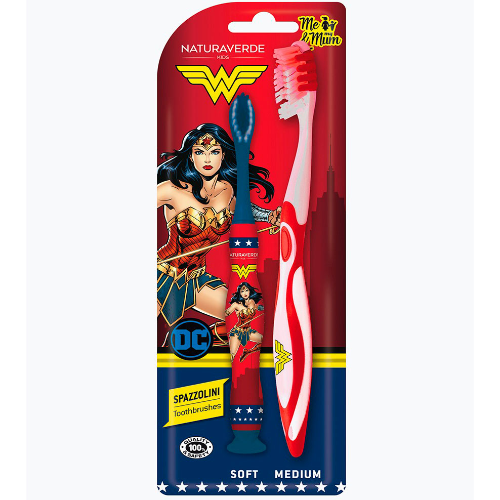 Zahnbürstenset für Mutter und Kind WONDER WOMAN Me & My Mum NATURAVERDE