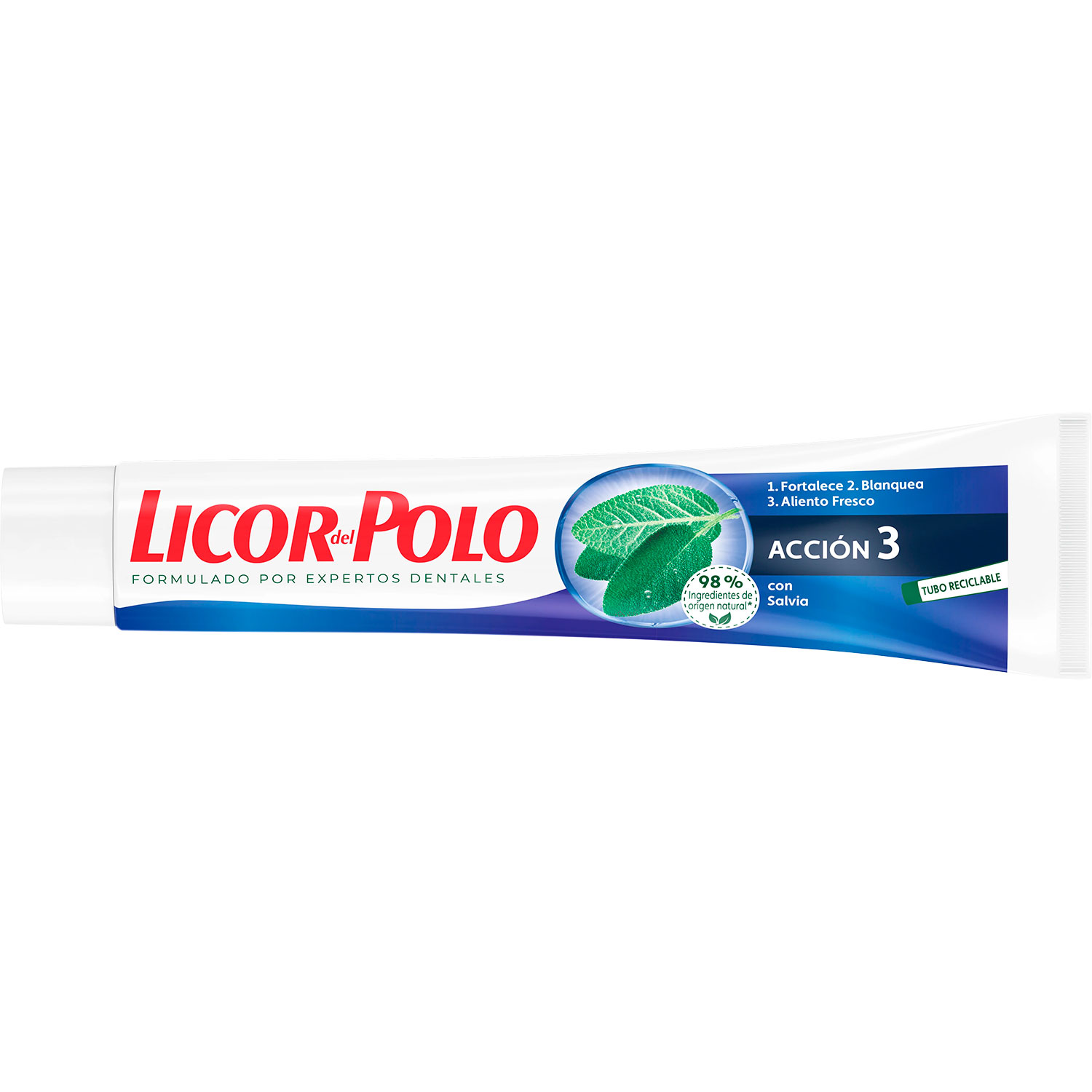 LICOR del POLO Action 3 med Salvie Natürliche Zahnpasta mit dreifacher Wirkung