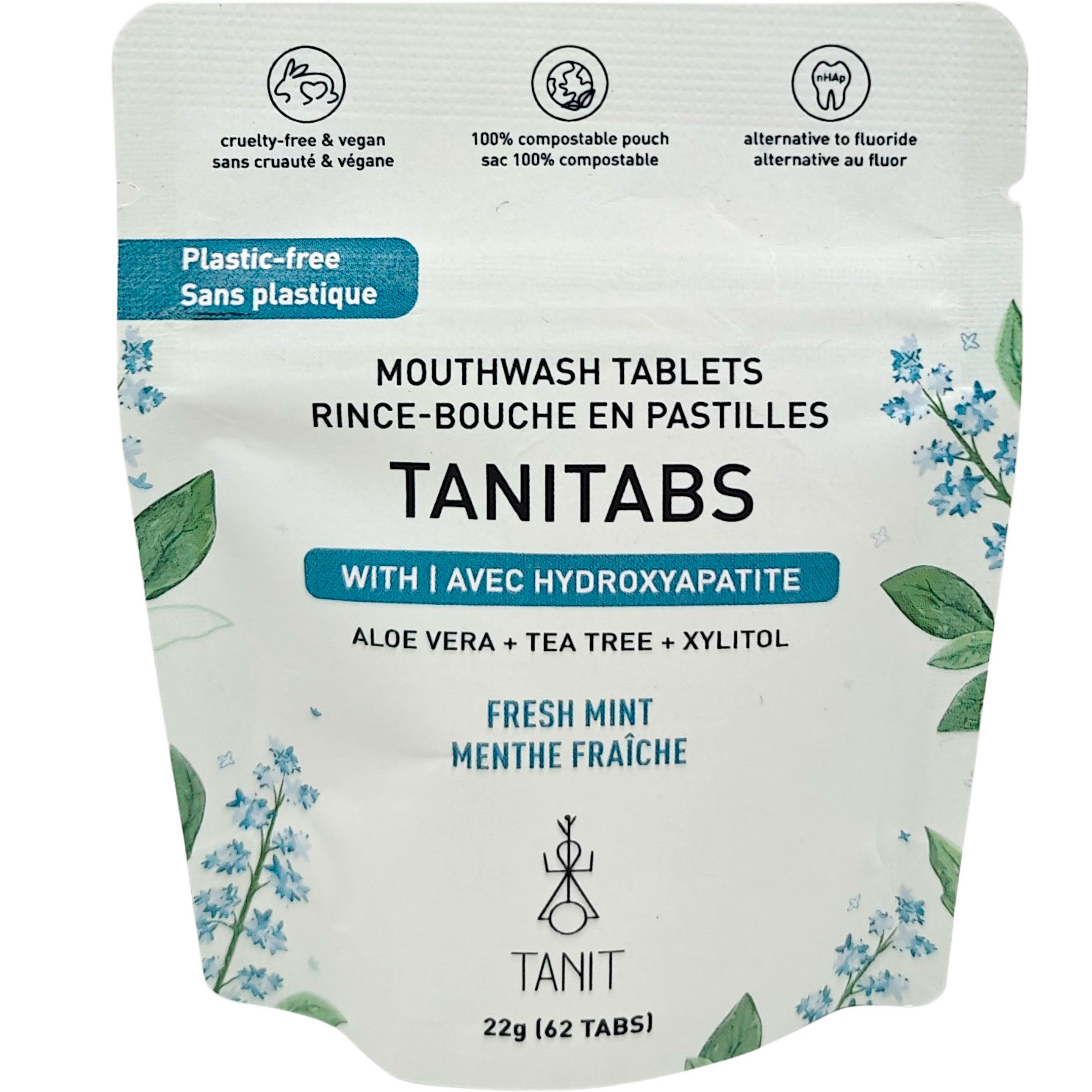 Natürliche Munddusche Tabletten Hydroxyapatit & Xylitol TANITABS Fresh Mint 62 Stk.