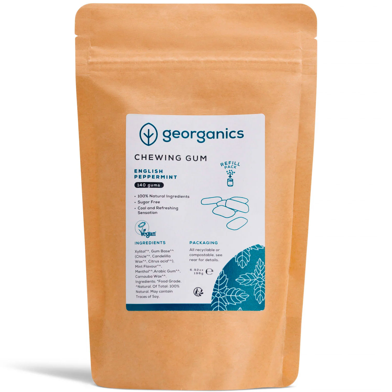 Xylitol Kaugummi GEORGANICS Peppermint 140 stk.